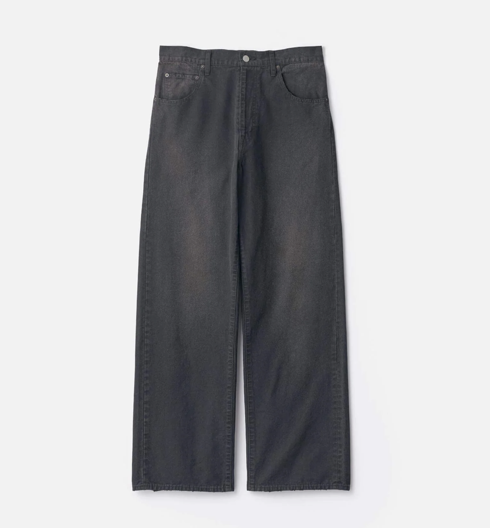 SSSTEIN – SULFER DYED OXFORD VINTAGE WIDE PANTS (BLACK) — EQUIPMENT